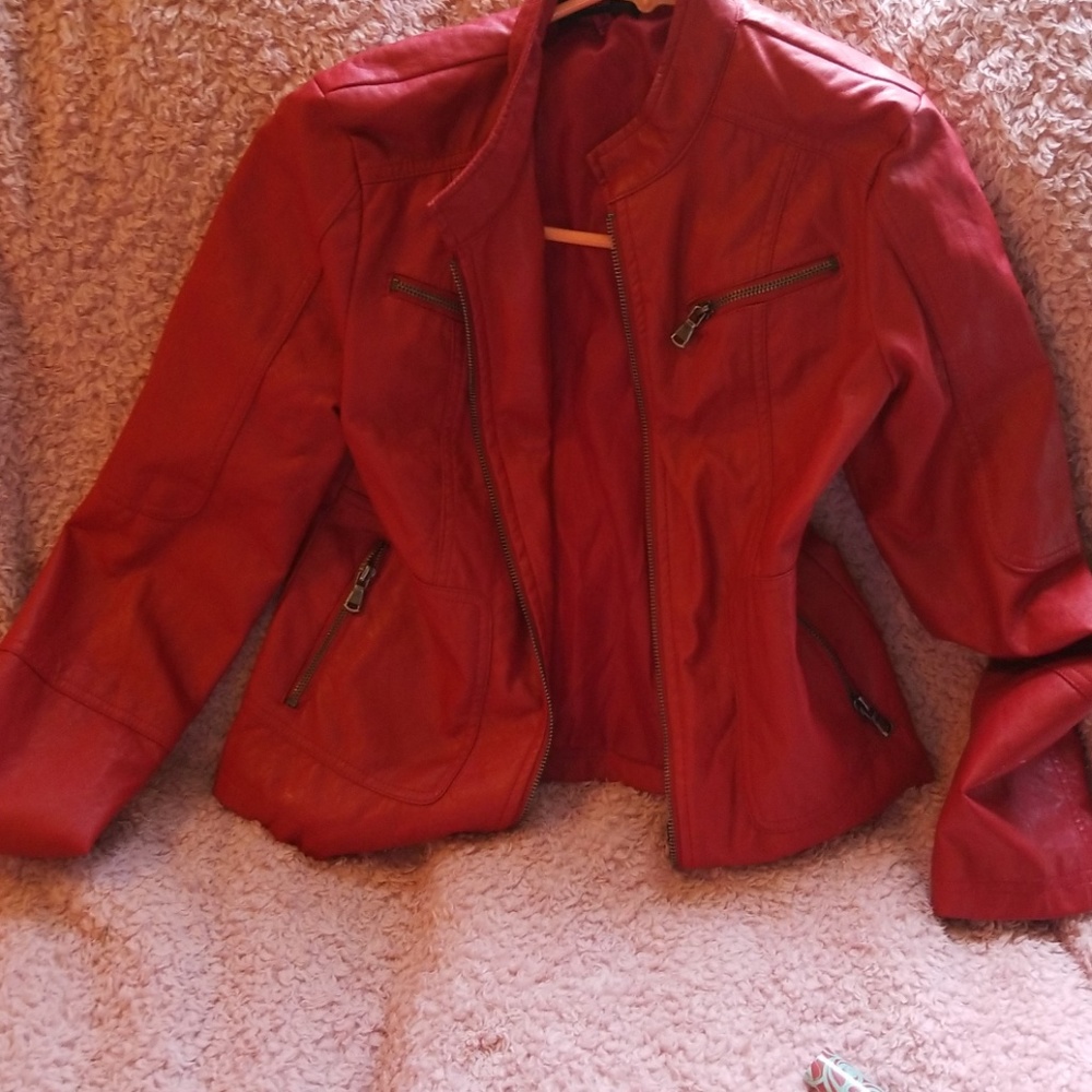 Red leather jacket